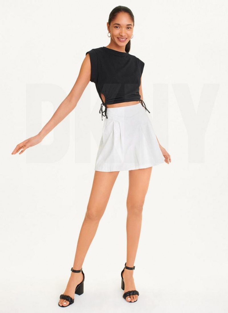 Black DKNY Short Sleeve Side Cut Women's T Shirts | USA-D1984