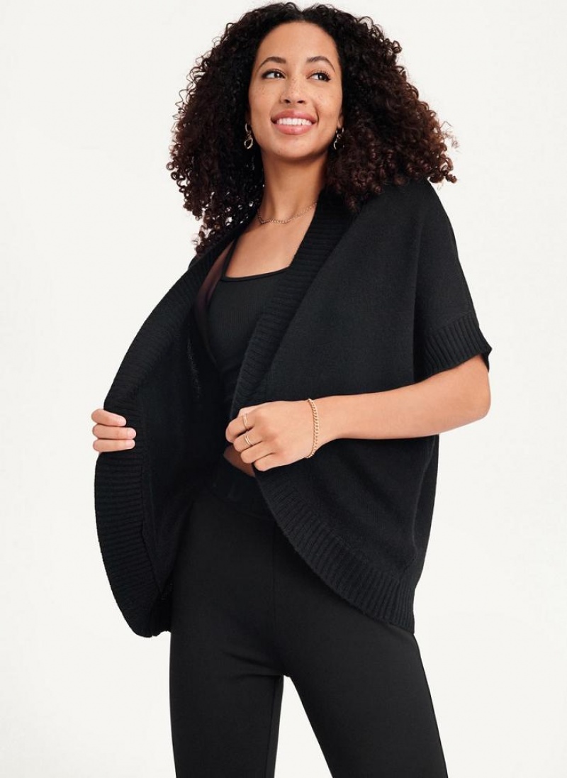 Black DKNY Shrug Short Sleeve Cardigan Women's Sweaters | USA-D1165