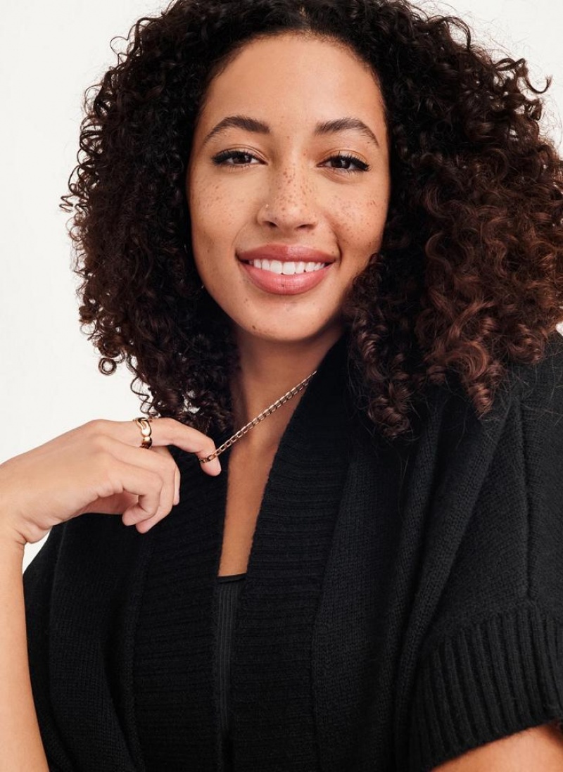 Black DKNY Shrug Short Sleeve Cardigan Women's Sweaters | USA-D1165