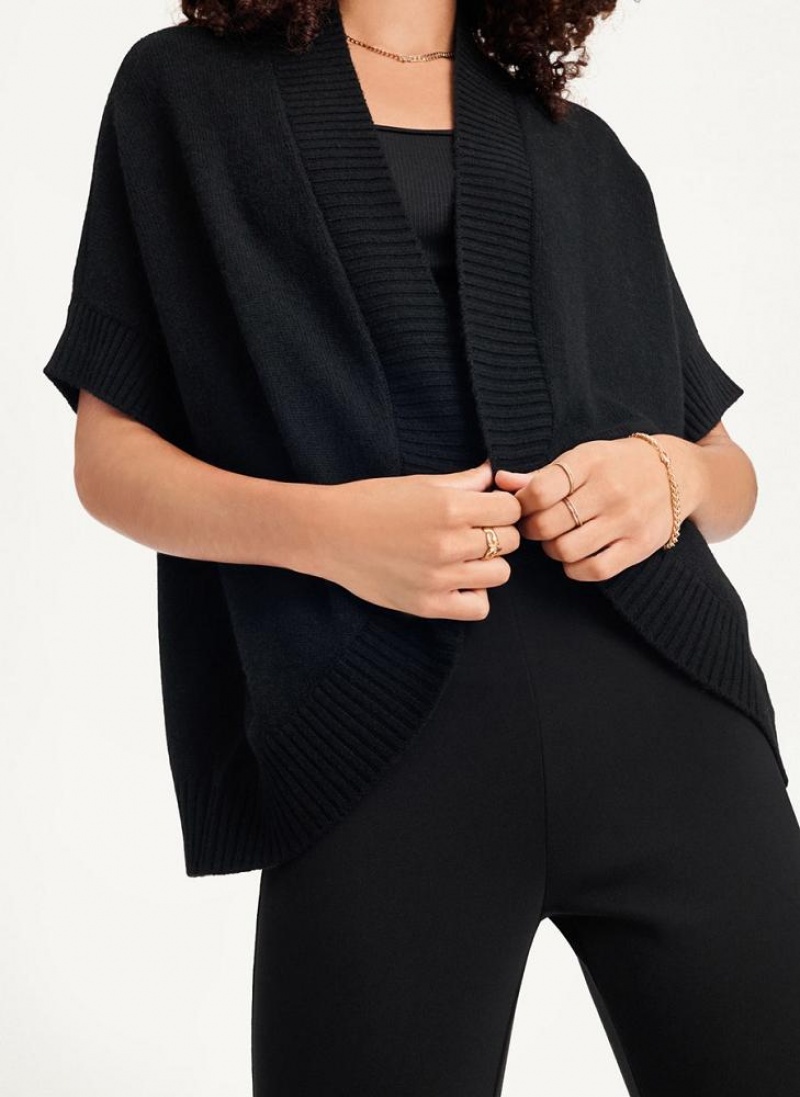 Black DKNY Shrug Short Sleeve Cardigan Women's Sweaters | USA-D1165