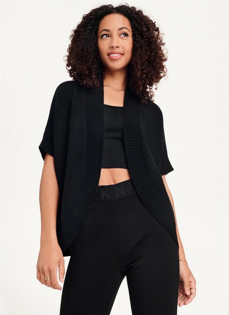 Black DKNY Shrug Short Sleeve Cardigan Women\'s Sweaters | USA-D1165