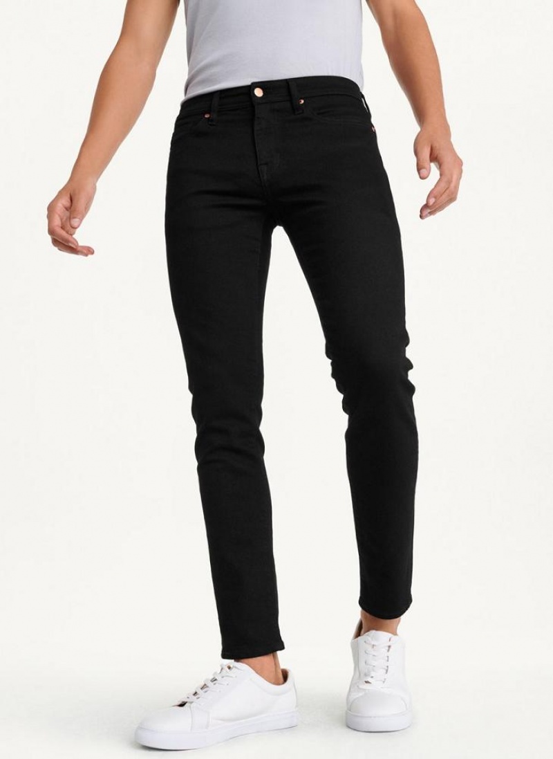 Black DKNY Skinny Black Rinse Denim Men\'s Jeans | USA-D0546