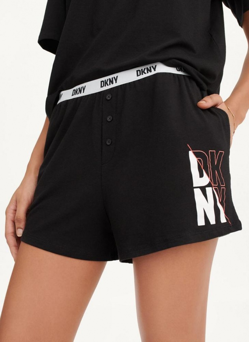 Black DKNY Sleep Boxer Women's Pajamas | USA-D0814