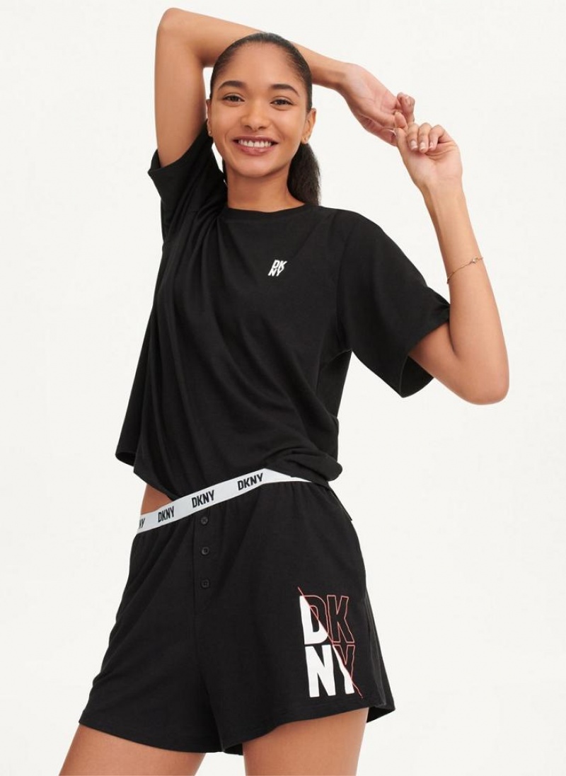 Black DKNY Sleep Boxer Women\'s Pajamas | USA-D0814