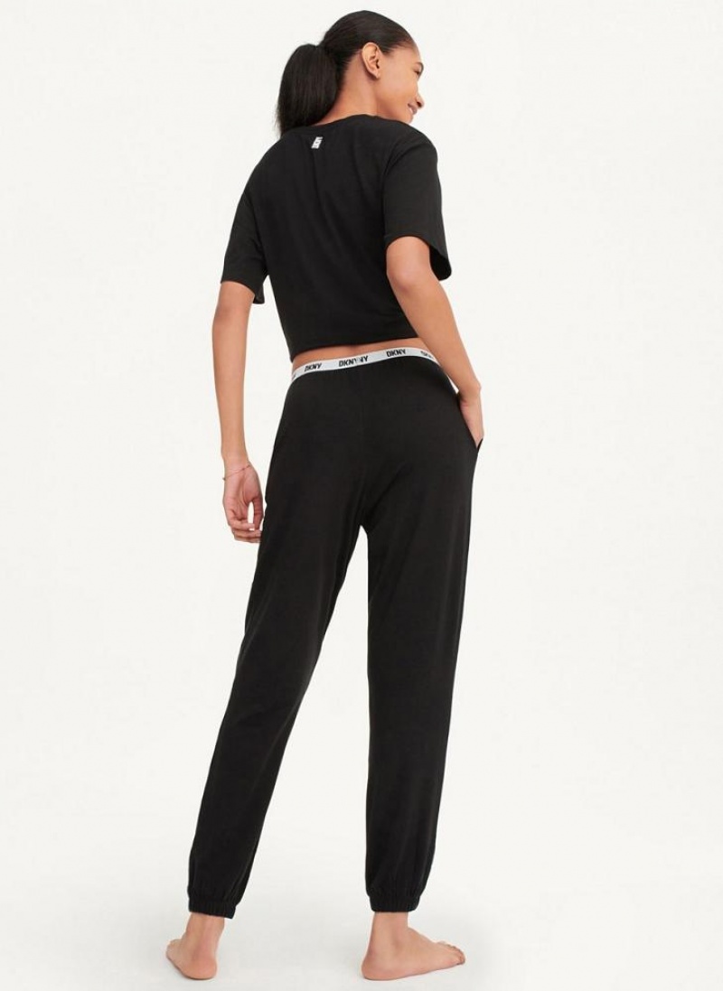 Black DKNY Sleep Jogger Women's Pajamas | USA-D1598