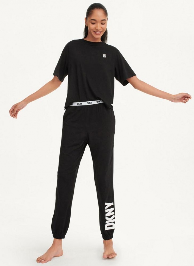Black DKNY Sleep Jogger Women's Pajamas | USA-D1598