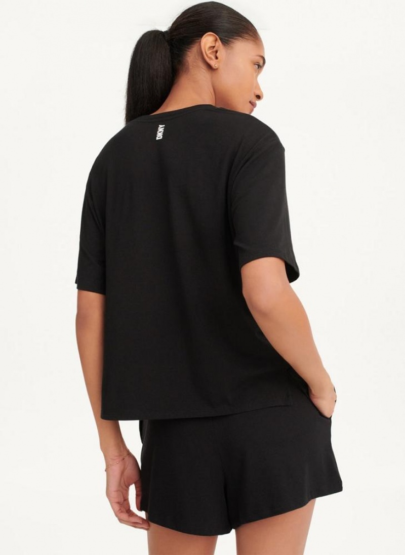 Black DKNY Sleep Top Women's Pajamas | USA-D1073