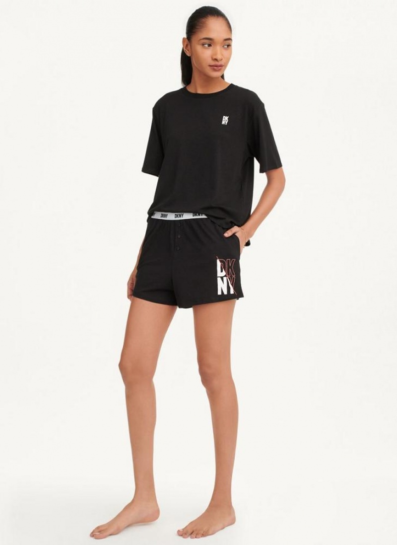 Black DKNY Sleep Top Women's Pajamas | USA-D1073