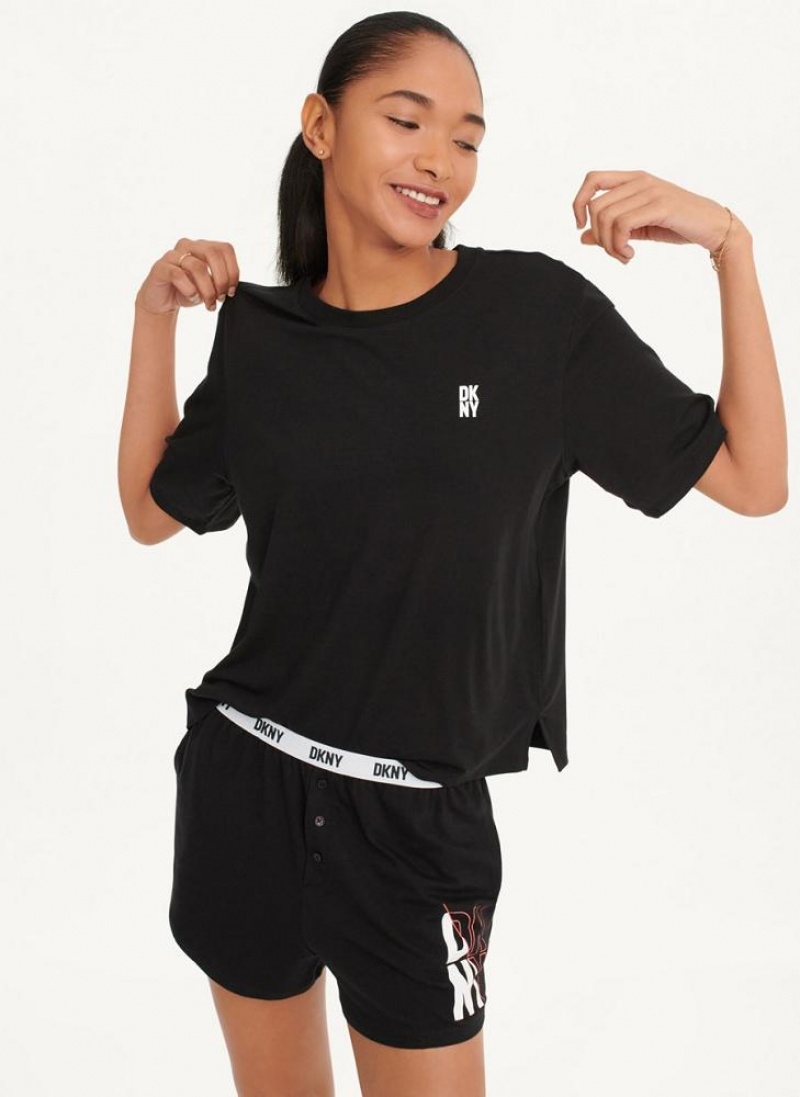 Black DKNY Sleep Top Women\'s Pajamas | USA-D1073