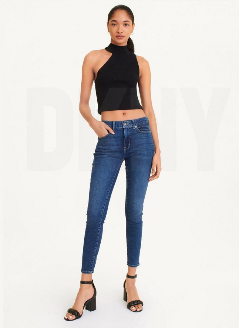 Black DKNY Sleeveless Mock Neck Women's Sweaters | USA-D0821