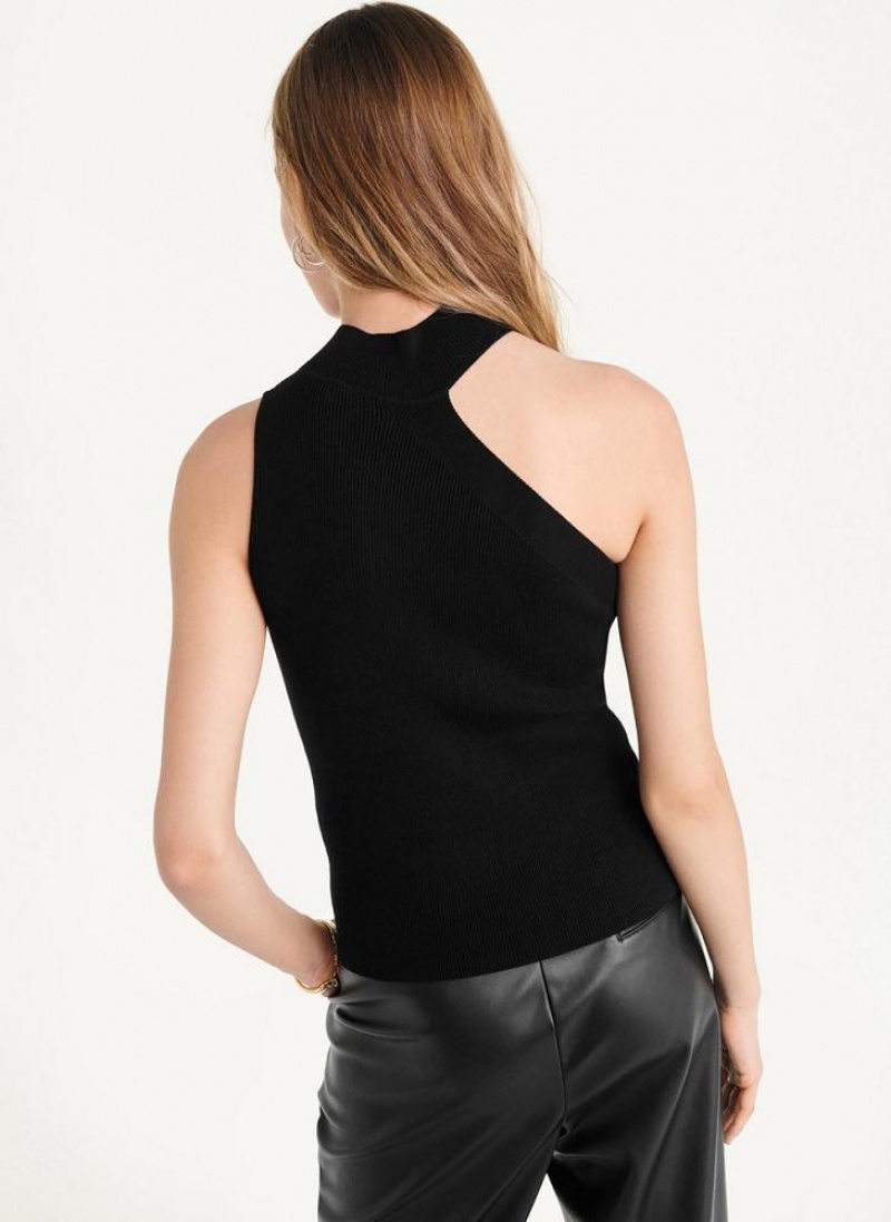 Black DKNY Sleeveless Mock Neck Women's Sweaters | USA-D0821