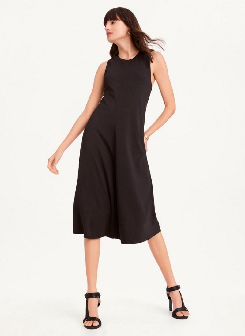 Black DKNY Sleeveless Scoopneck Twist Racerback Women's Dresses | USA-D1567