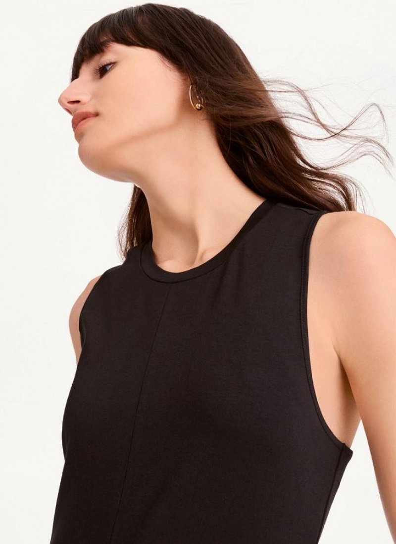 Black DKNY Sleeveless Scoopneck Twist Racerback Women's Dresses | USA-D1567
