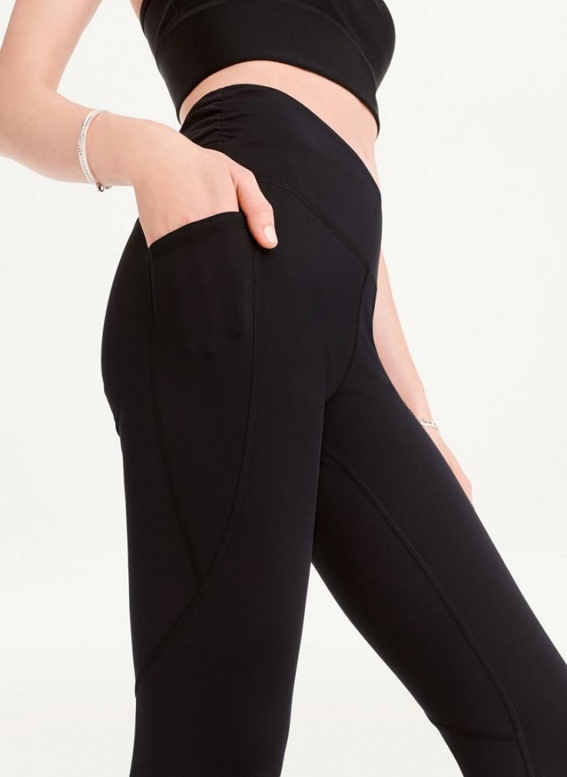 Black DKNY Slim Shape Crossover Women's Leggings | USA-D1187