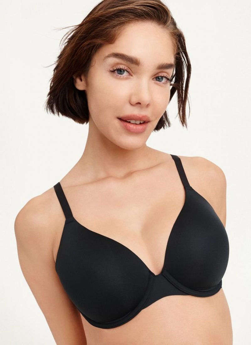 Black DKNY Smooth Essentials T-Shirt Women's Bras | USA-D1020