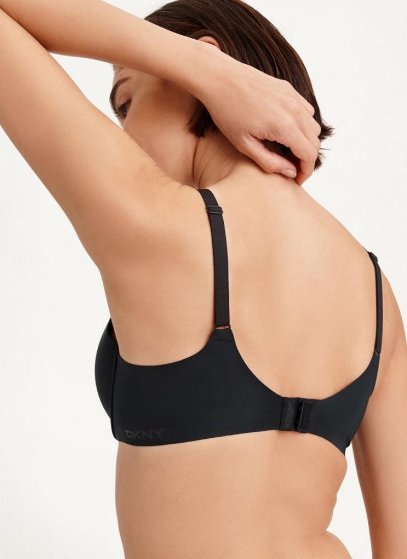 Black DKNY Smooth Essentials T-Shirt Women's Bras | USA-D1020