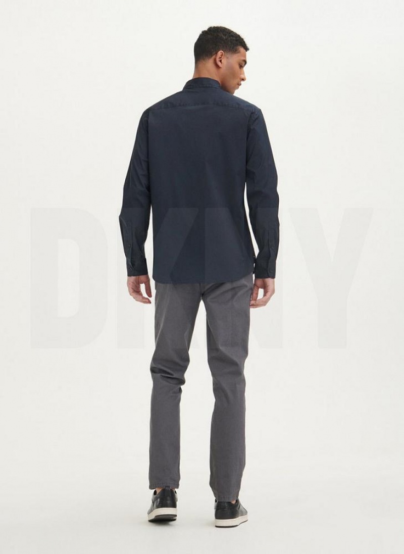 Black DKNY Solid Woven Men's Shirts | USA-D1692
