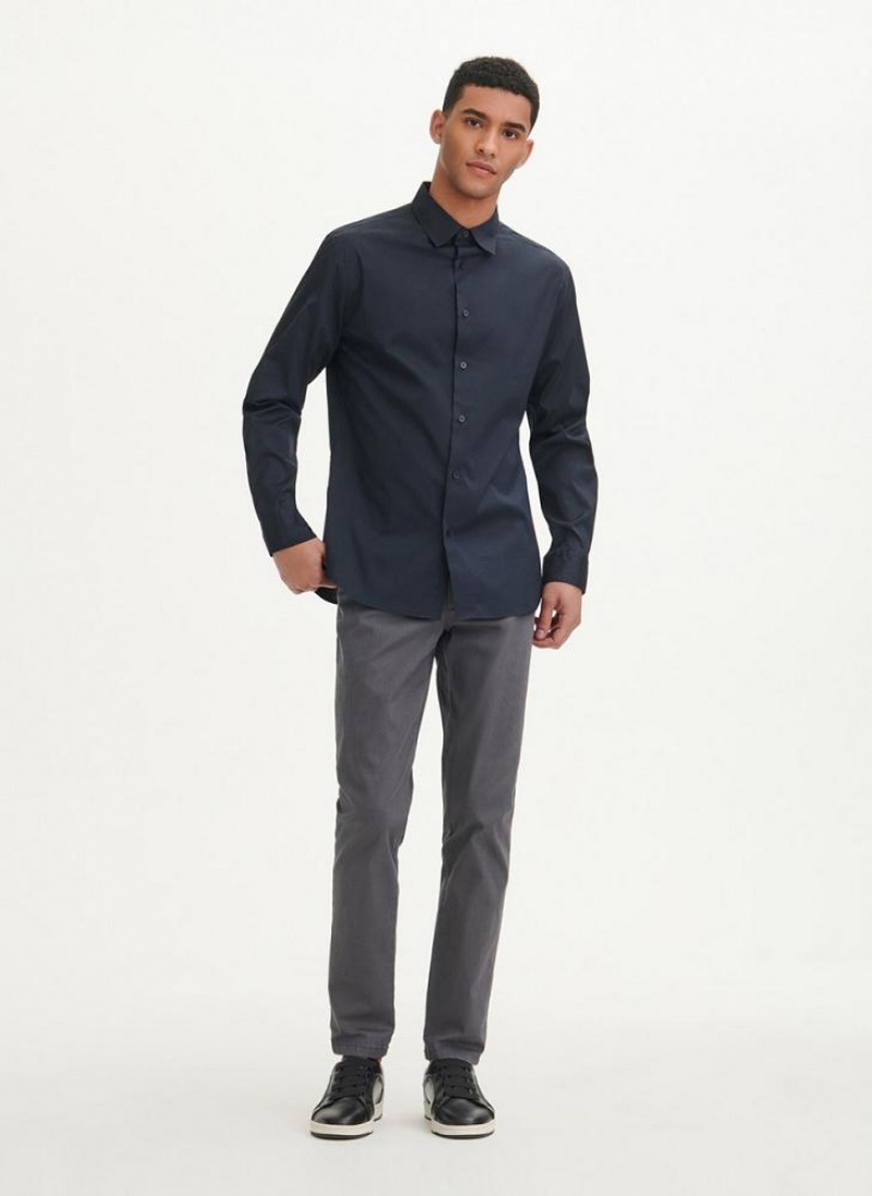 Black DKNY Solid Woven Men's Shirts | USA-D1692
