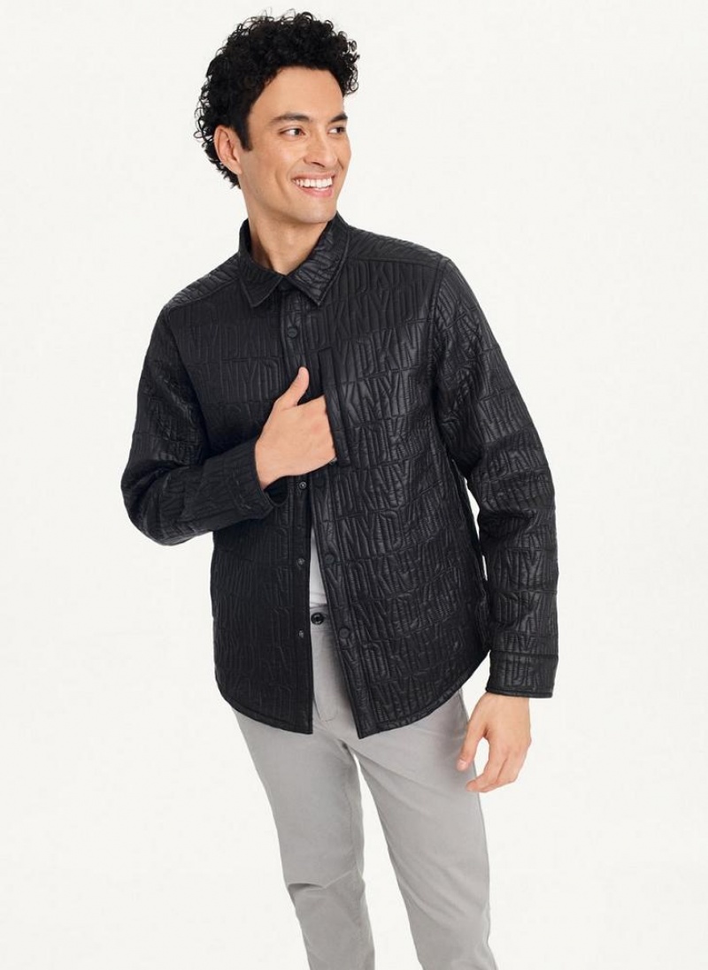 Black DKNY Stitch Jacket Men's Shirts | USA-D1555