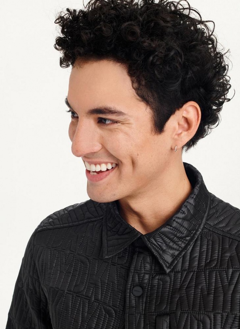Black DKNY Stitch Jacket Men's Shirts | USA-D1555