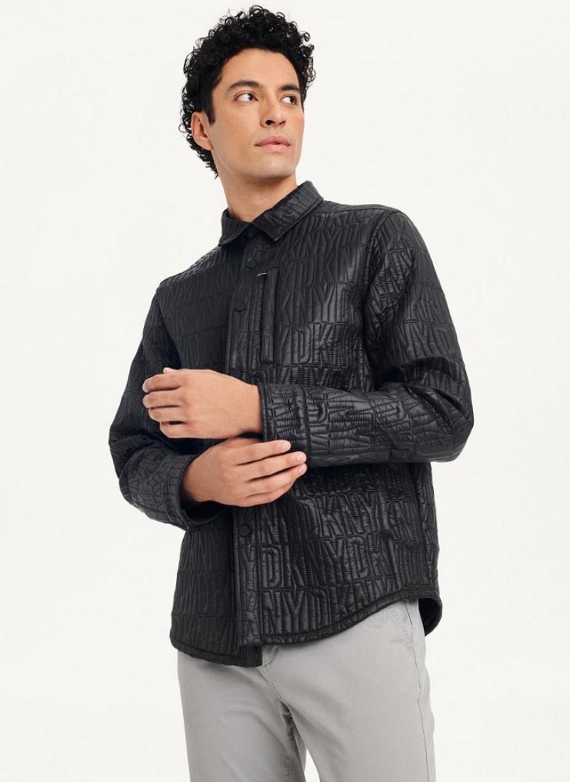 Black DKNY Stitch Jacket Men's Shirts | USA-D1555