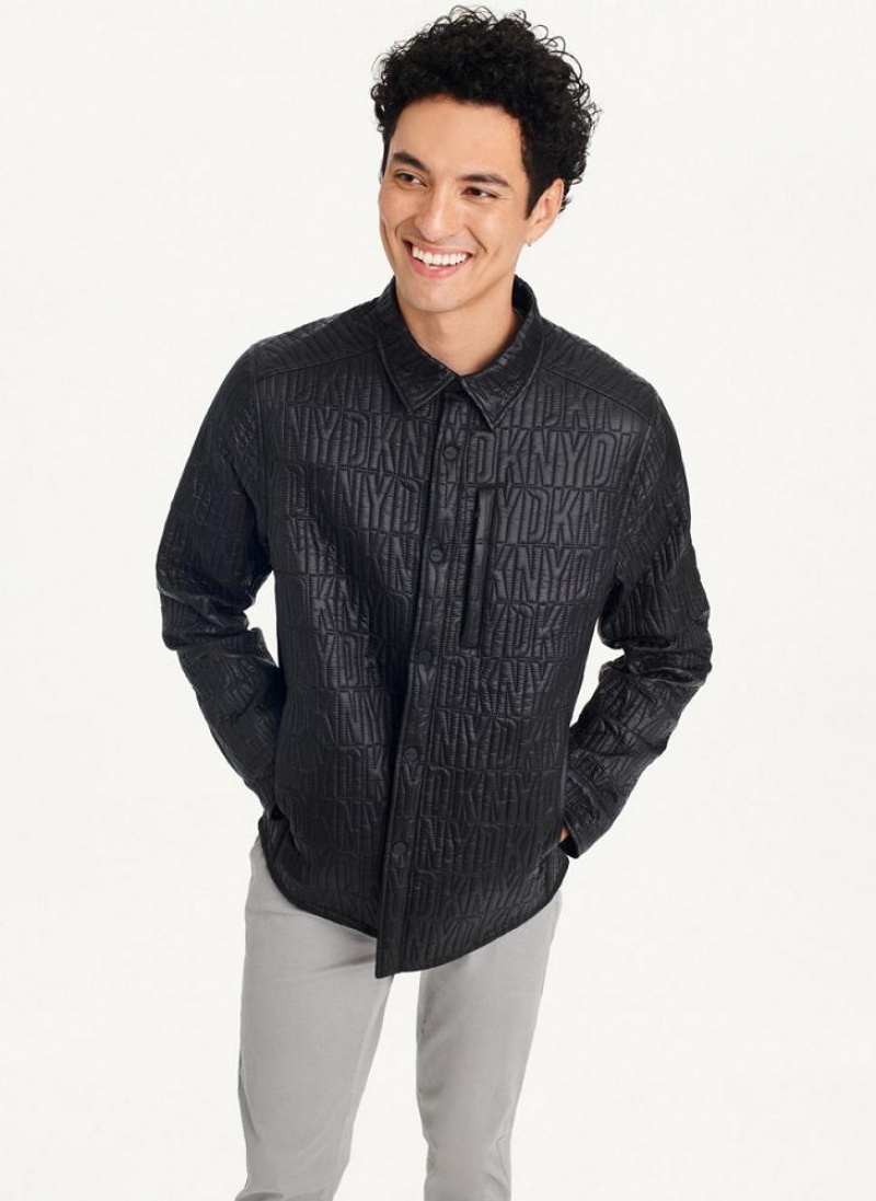 Black DKNY Stitch Jacket Men\'s Shirts | USA-D1555