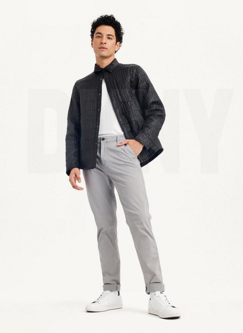 Black DKNY Stitch Shirt Men's Jackets | USA-D1191