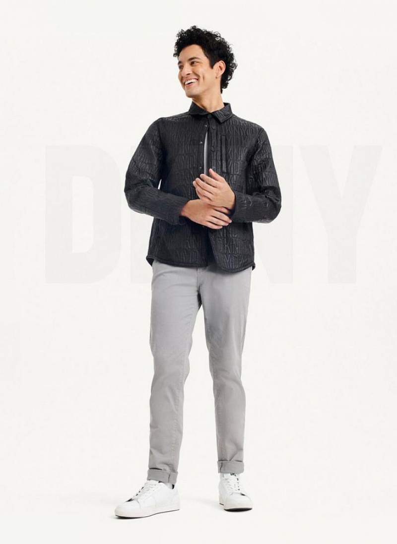 Black DKNY Stitch Shirt Men's Jackets | USA-D1191