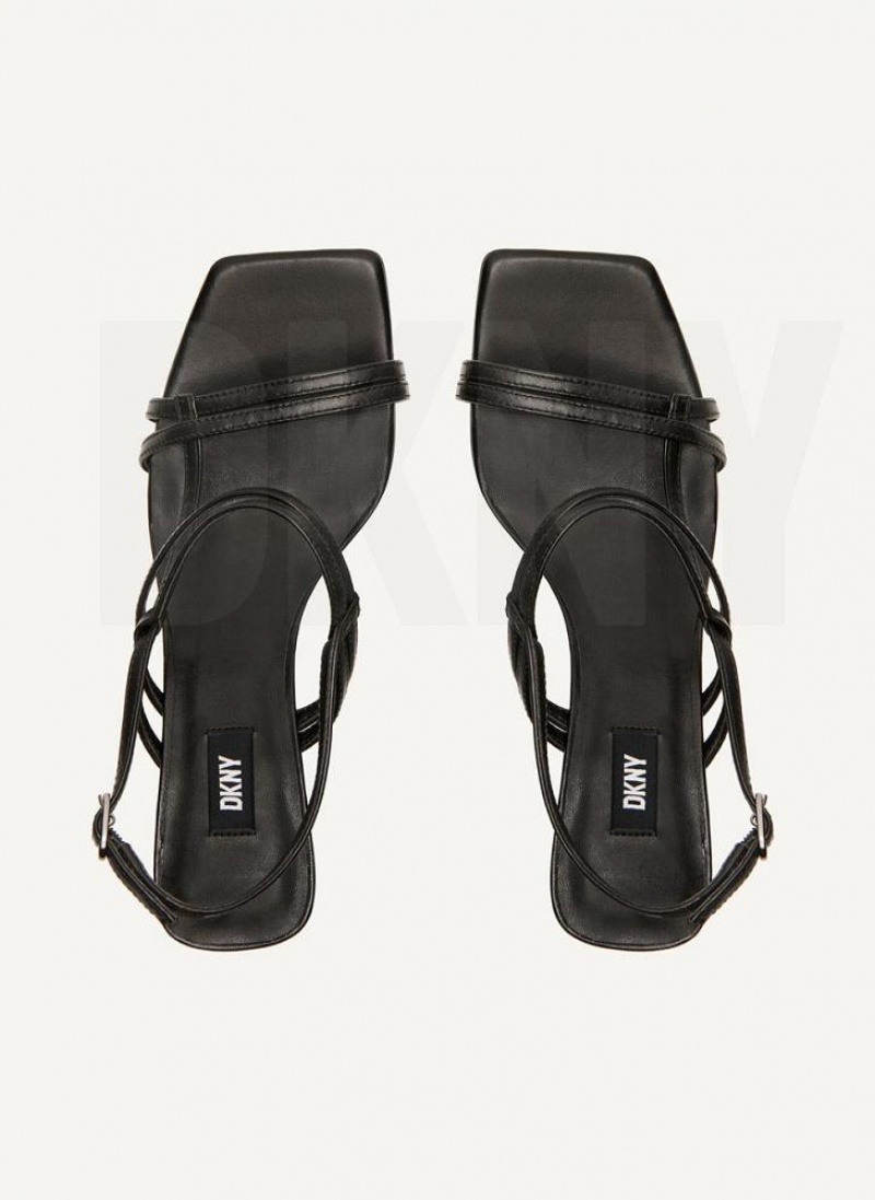 Black DKNY Strappy Heel Shoes Sandals | USA-D0333