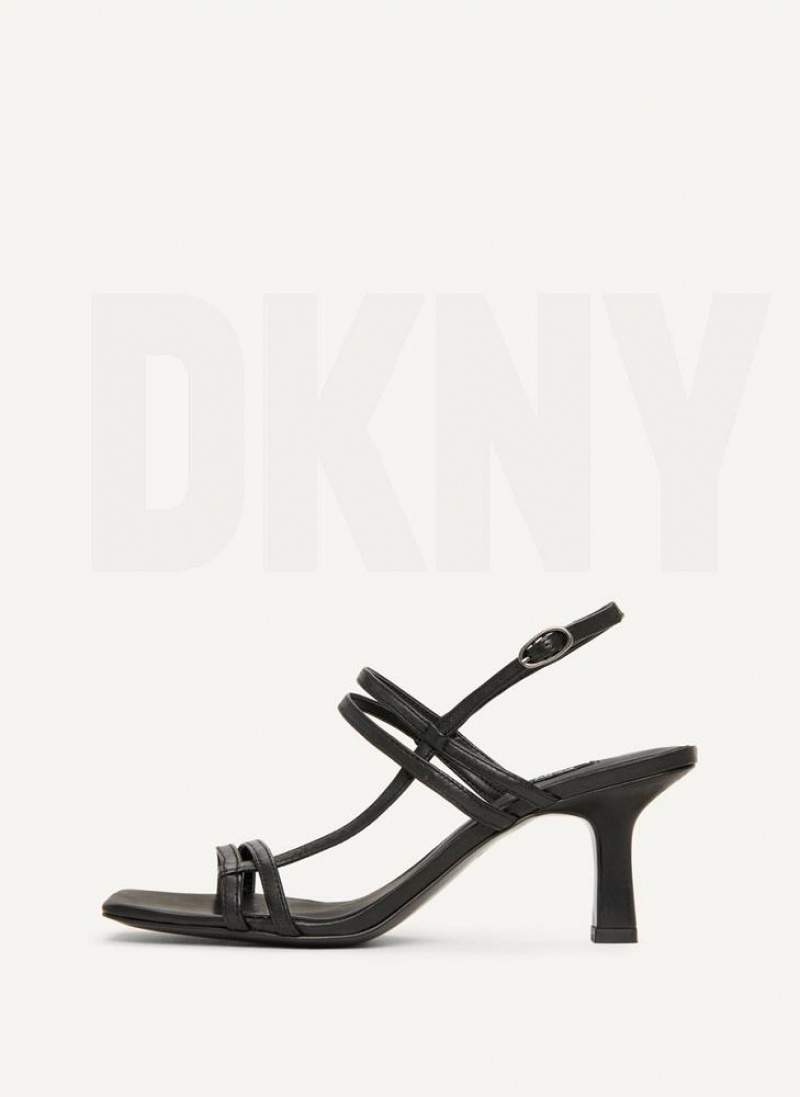Black DKNY Strappy Heel Shoes Sandals | USA-D0333