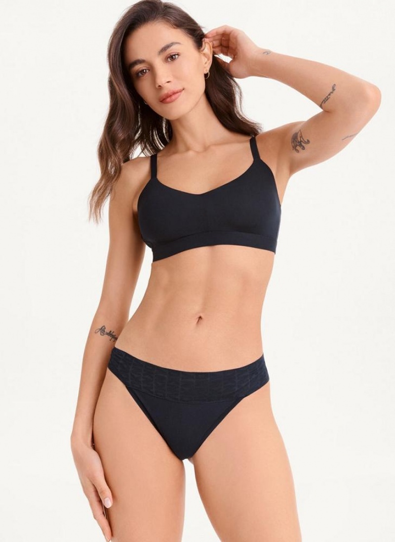 Black DKNY Stretch Women's Thong | USA-D0292