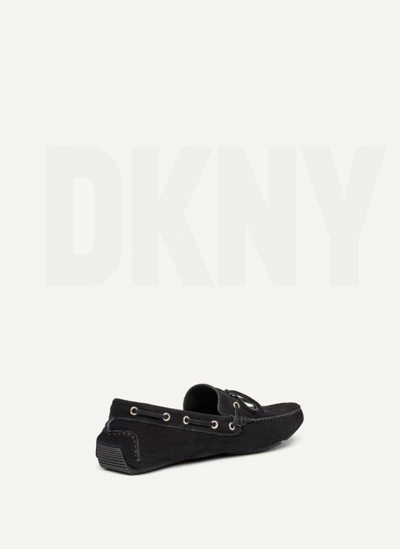 Black DKNY Suede Driver Moccasin Men's Sneakers | USA-D1705