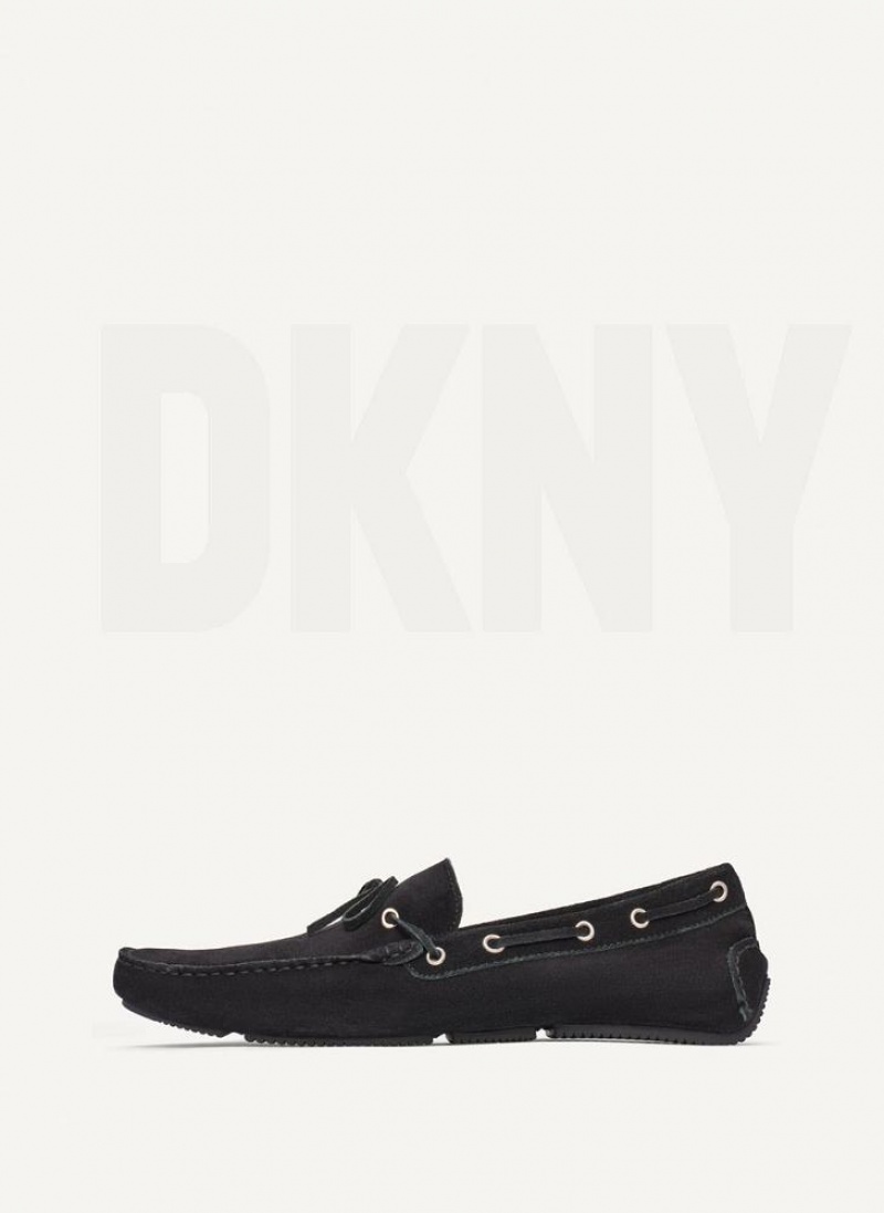 Black DKNY Suede Driver Moccasin Men\'s Sneakers | USA-D1705