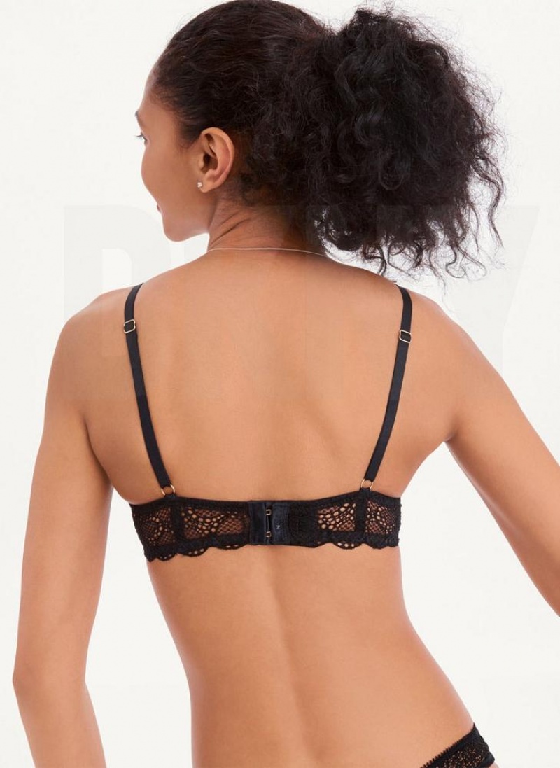 Black DKNY Superior Lace Balconette Women's Bras | USA-D0461