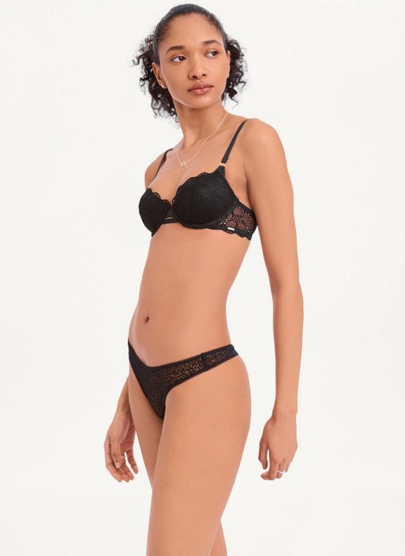 Black DKNY Superior Lace Balconette Women's Bras | USA-D0461
