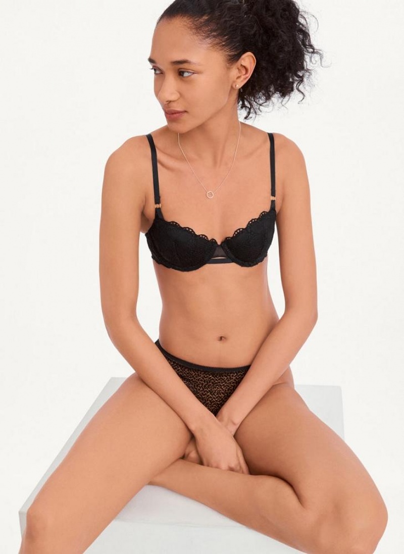 Black DKNY Superior Lace Balconette Women\'s Bras | USA-D0461