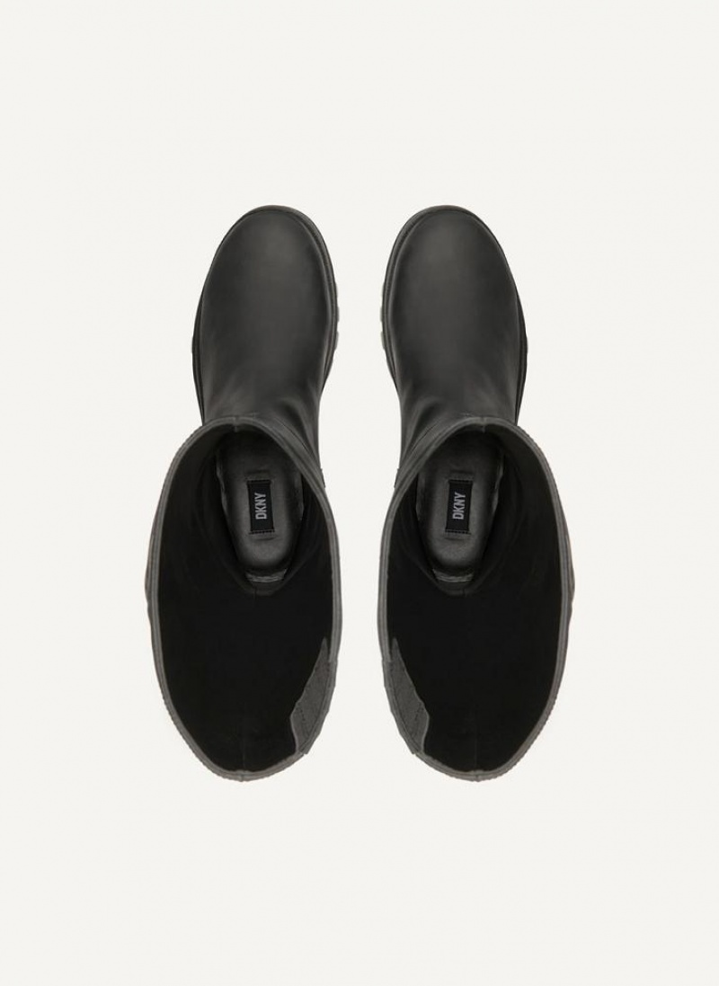Black DKNY Tall Lug Sole Shoes Boots | USA-D1427