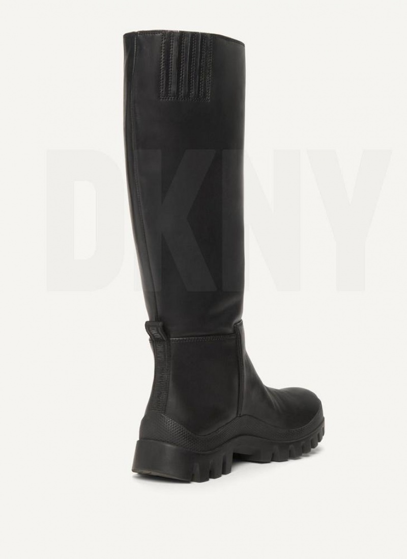 Black DKNY Tall Lug Sole Shoes Boots | USA-D1427