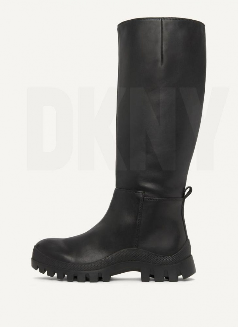 Black DKNY Tall Lug Sole Shoes Boots | USA-D1427