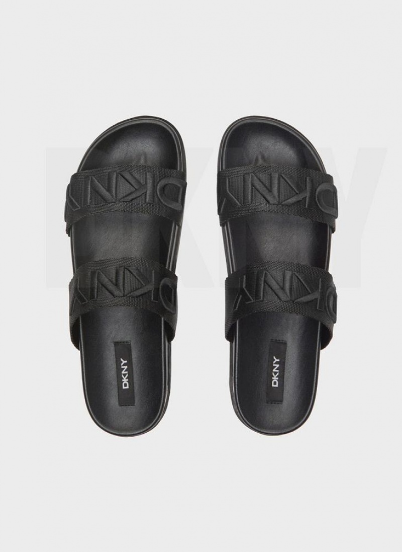 Black DKNY Tee Double-Strap Shoes Sandals | USA-D1775