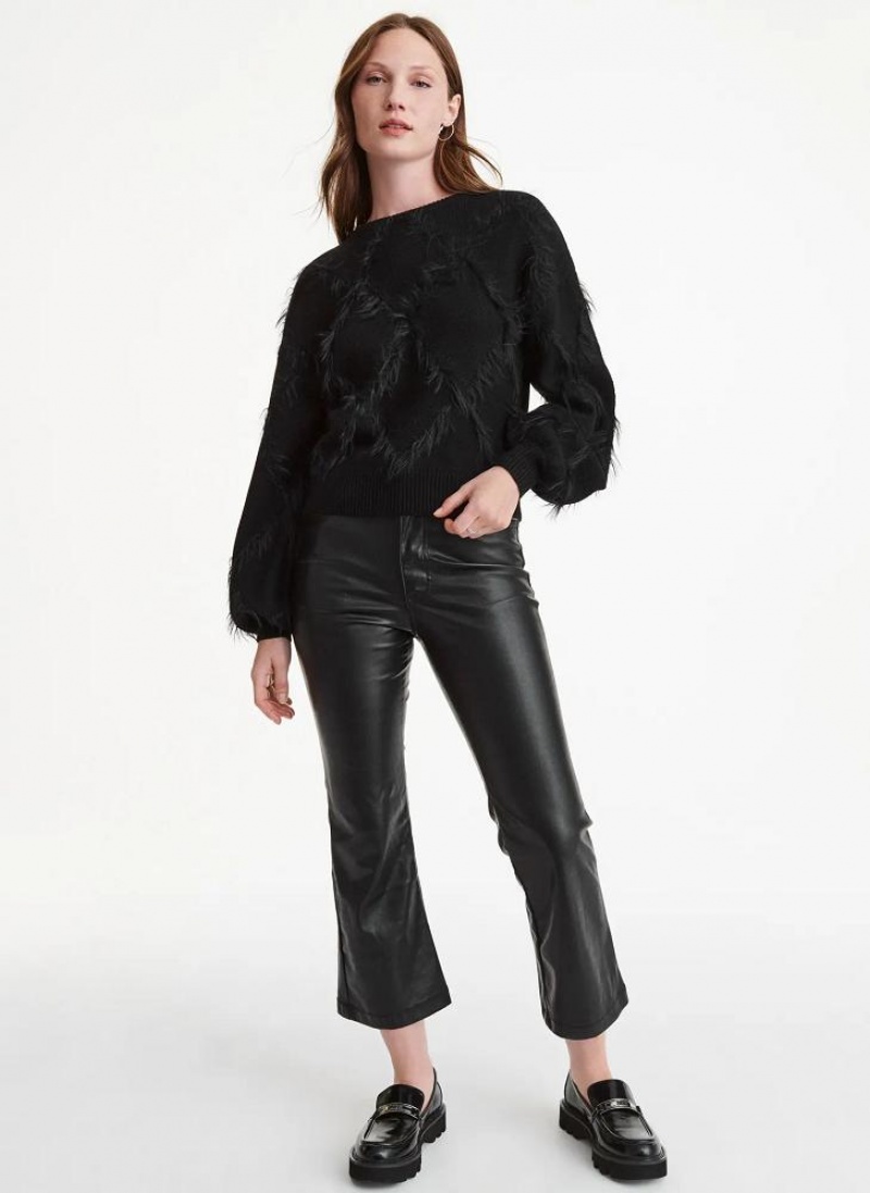 Black DKNY Textured Women's Sweaters | USA-D0435