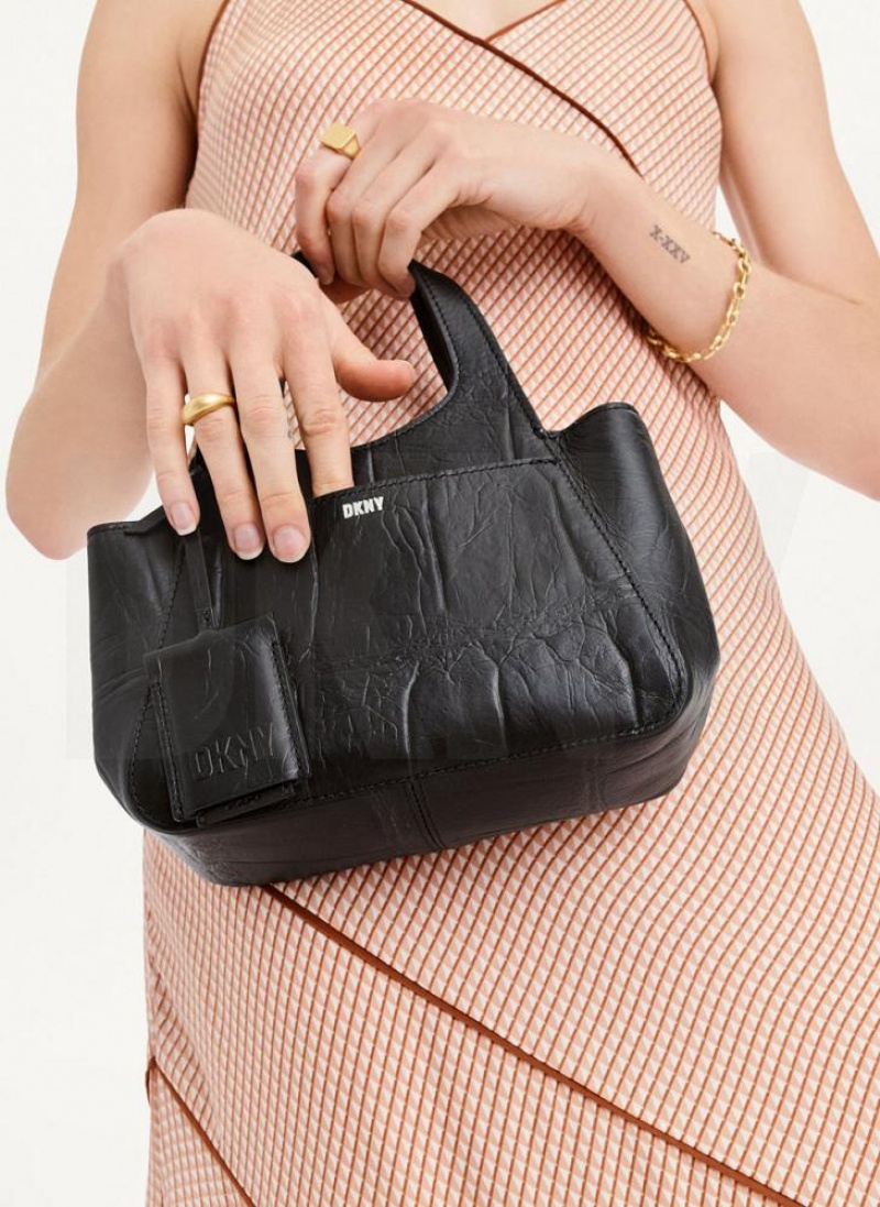 Black DKNY The Croc Mini Effortless Tote Bags Crossbody Bags | USA-D1961