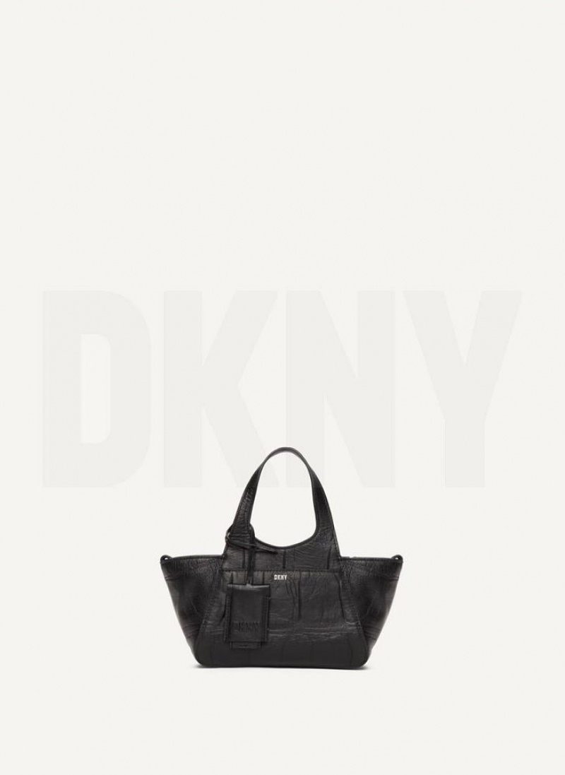 Black DKNY The Croc Mini Effortless Tote Bags Crossbody Bags | USA-D1961