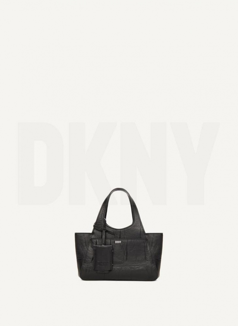 Black DKNY The Croc Mini Effortless Tote Bags Crossbody Bags | USA-D1961