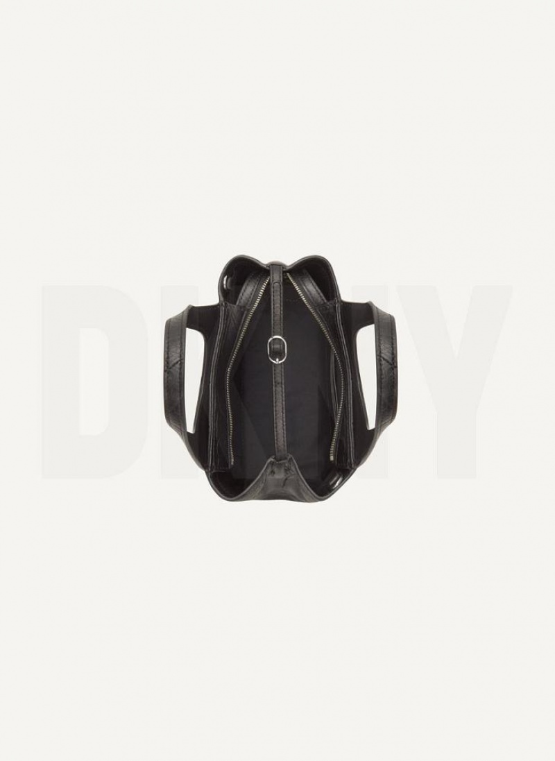 Black DKNY The Croc Mini Effortless Tote Bags Crossbody Bags | USA-D1961