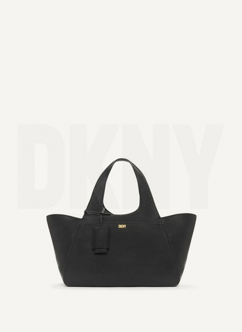 Black DKNY The Medium Effortless Bags Tote Bags | USA-D1368