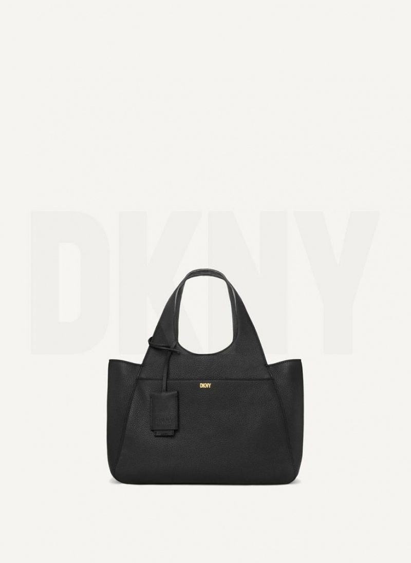 Black DKNY The Medium Effortless Bags Tote Bags | USA-D1368