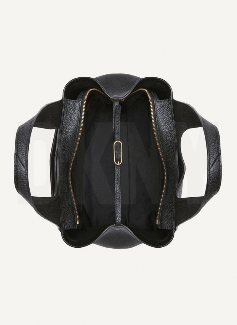 Black DKNY The Medium Effortless Bags Tote Bags | USA-D1368