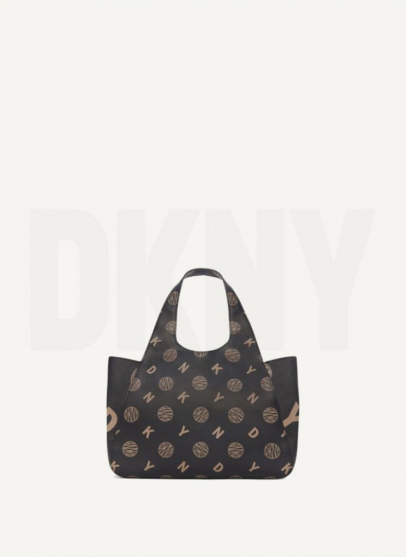 Black DKNY The Medium Logo Effortless Bags Tote Bags | USA-D0584
