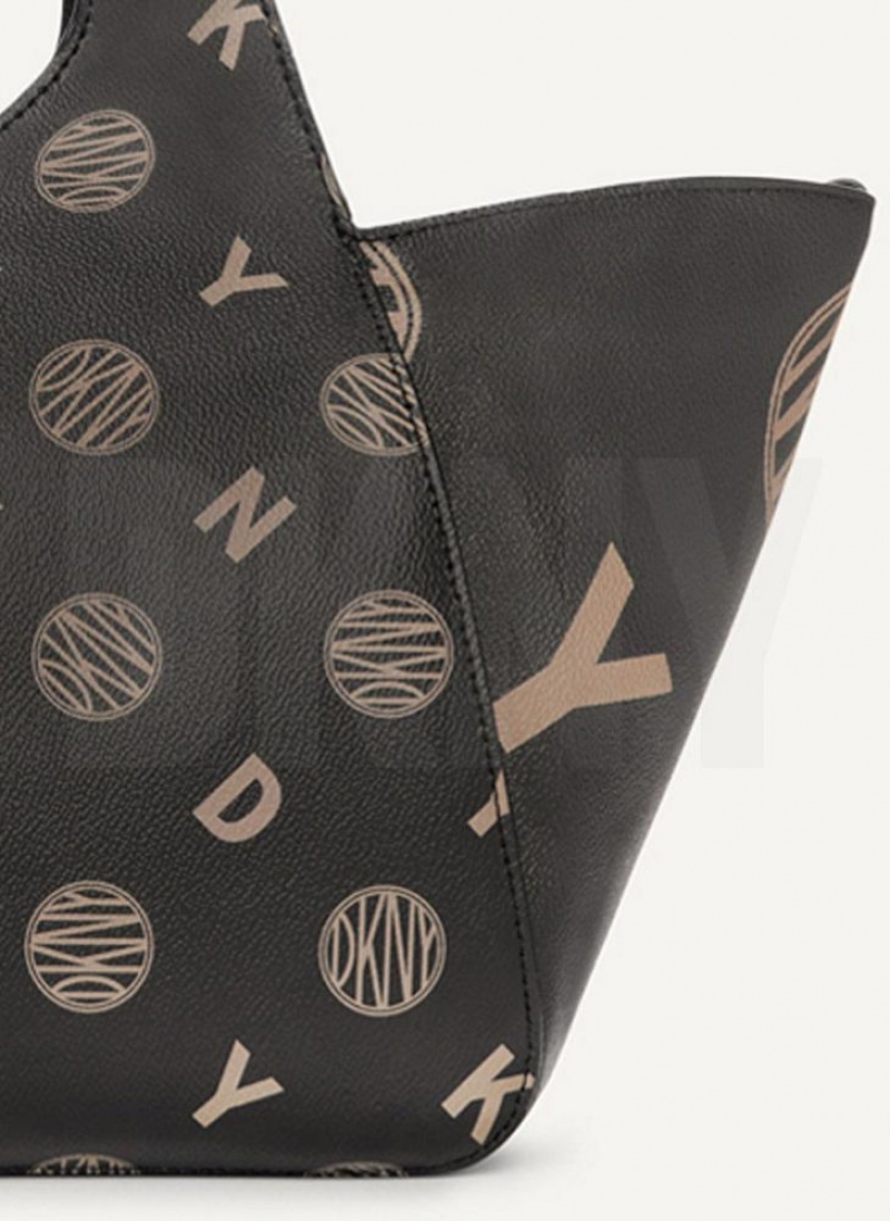 Black DKNY The Medium Logo Effortless Bags Tote Bags | USA-D0584
